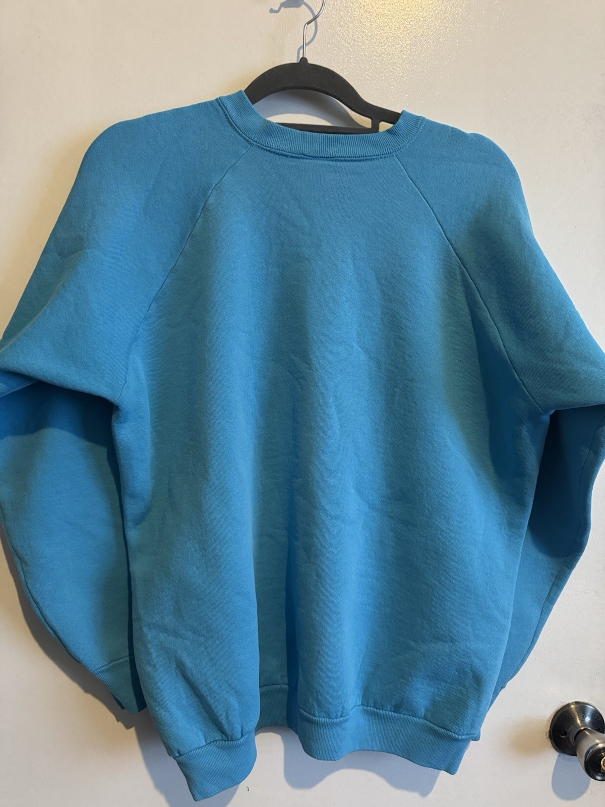 Vintage Fruit Of The Loom Teal Blue Crewneck Sweatshirt Solid Blank XL