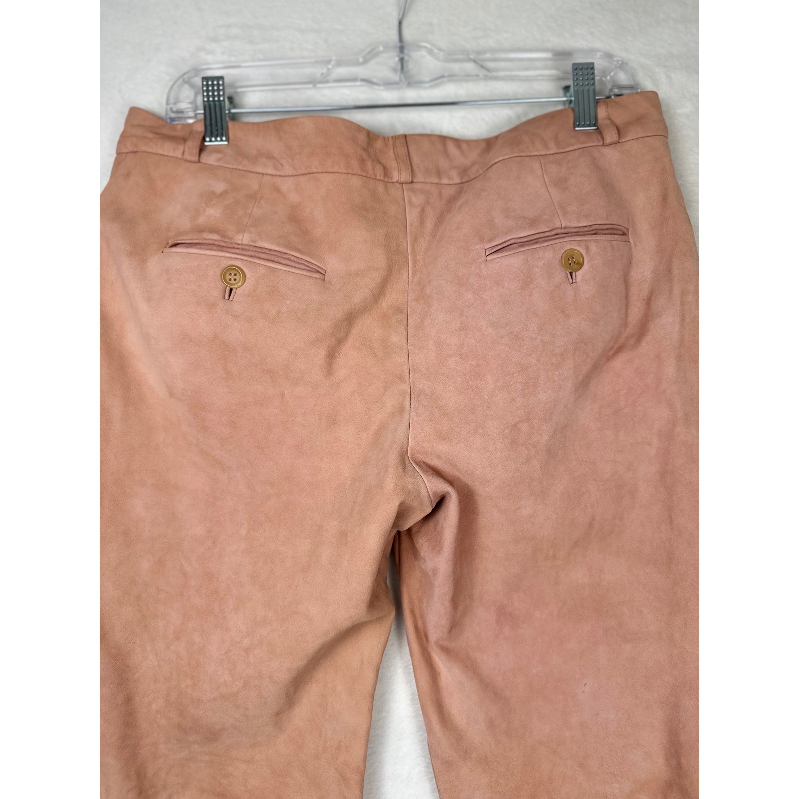 Vintage Express Editor Suede Pants 10 Blush Pink Y2K Wide Leg Quiet Luxury