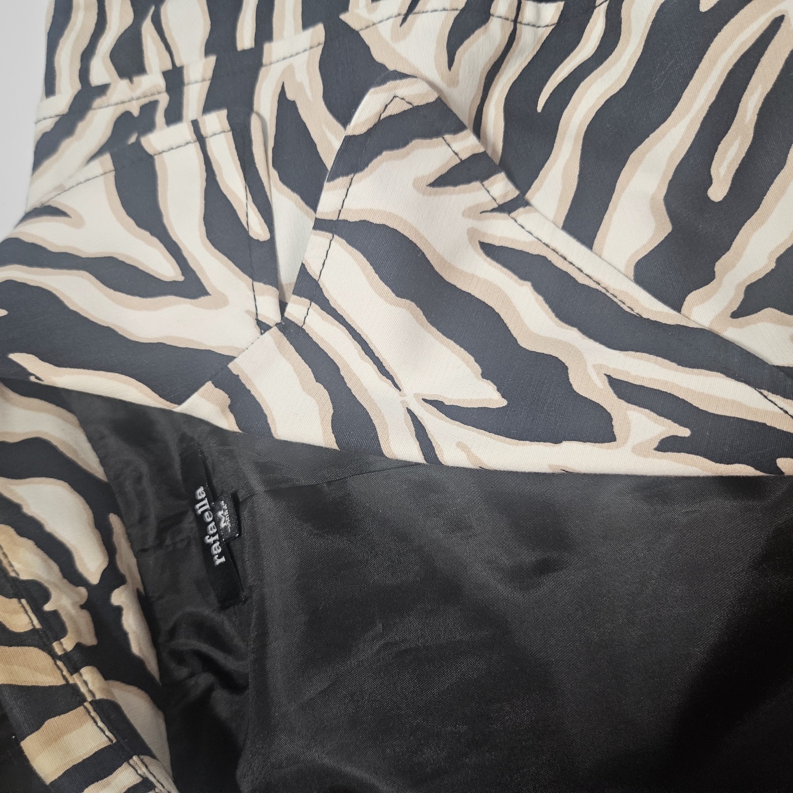 Rafaella Tan/black Zebra Print Button Down Jacket Women&rsquo;s Size M Preppy Art