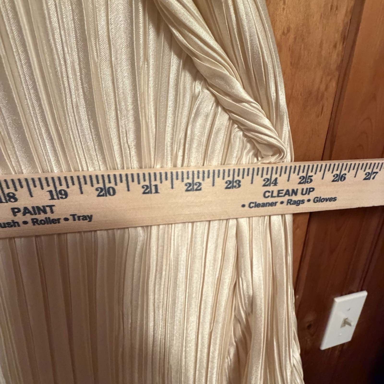 Samuel Scott Pleated Vintage Long Sleeve Dress Ivory Polyester Size 8