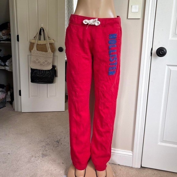 Hollister Sweatpants Women M Red Y2K 2000s spellout