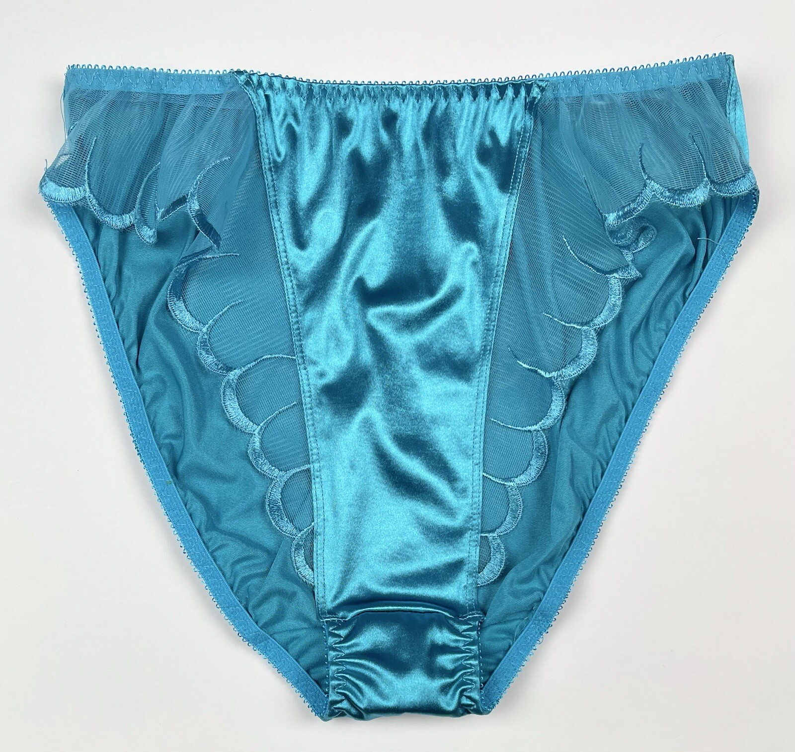 Satin Panty Mesh Trim Second Skin Light Blue L/7