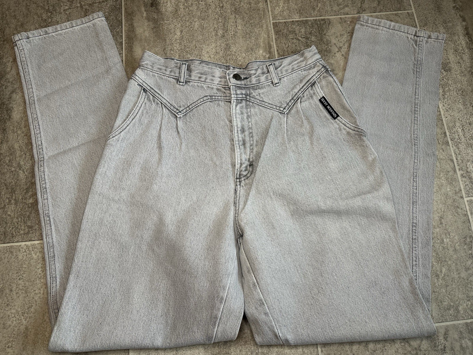 Vintage Rocky Mountain in High Rise Gray Acid Wash Jeans Women’s Size 13/14×34