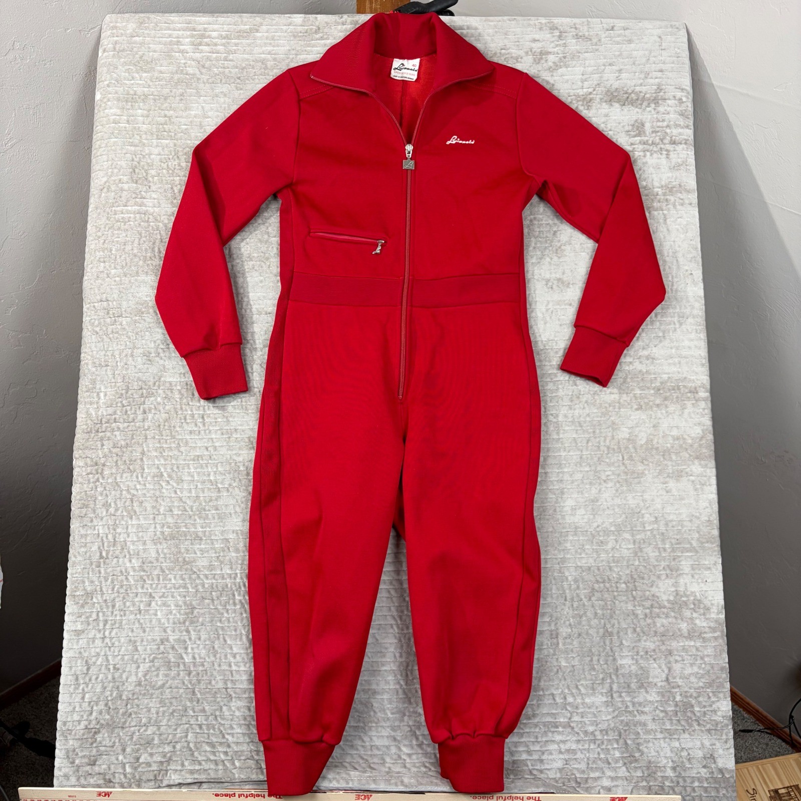 Vintage Lippold Sportbekleidung Red Track Suit Jumpsuit Western Germany Size 40