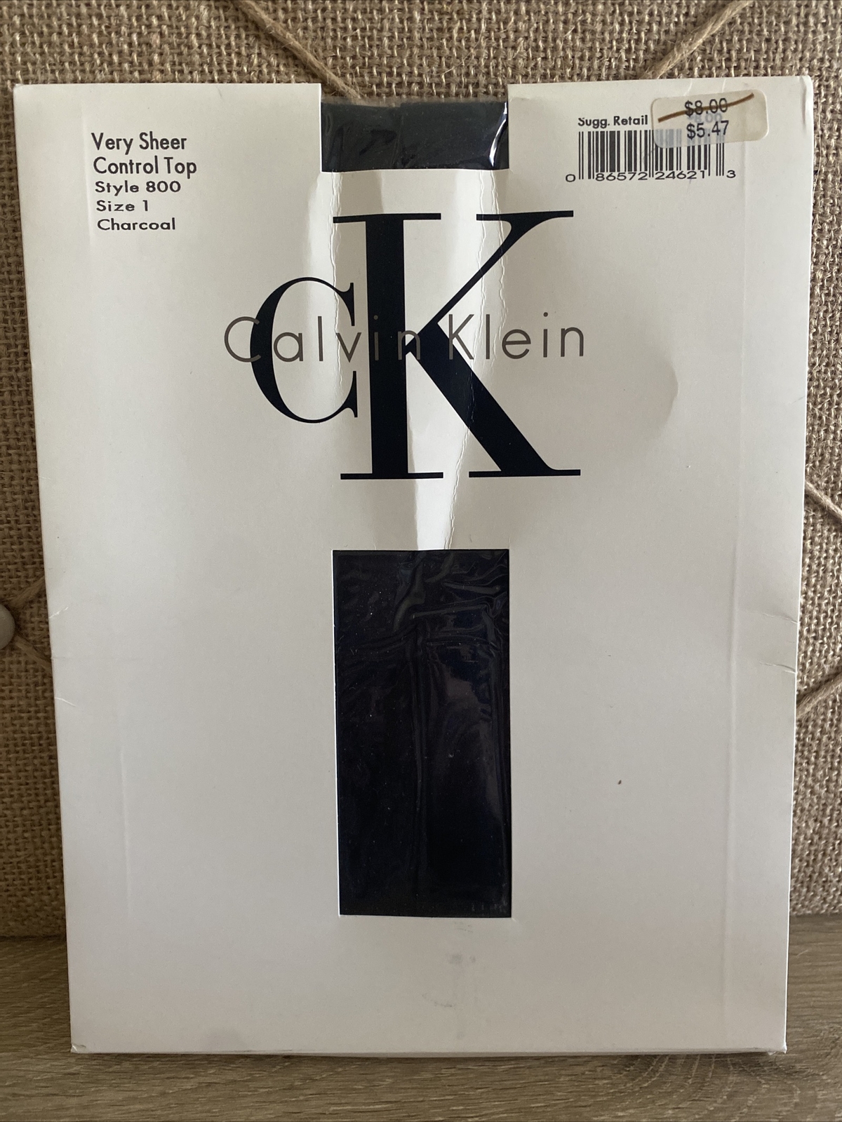 1990’s Calvin Klein Very Sheer Control Top Charcoal Pantyhose Size 1 Style 800