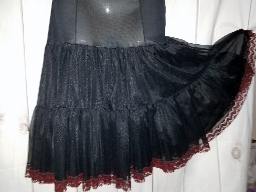 VTG 40 Perlcrest 36 Black Full Slip Double Layer Lined Lace Rockabilly Nylon 821