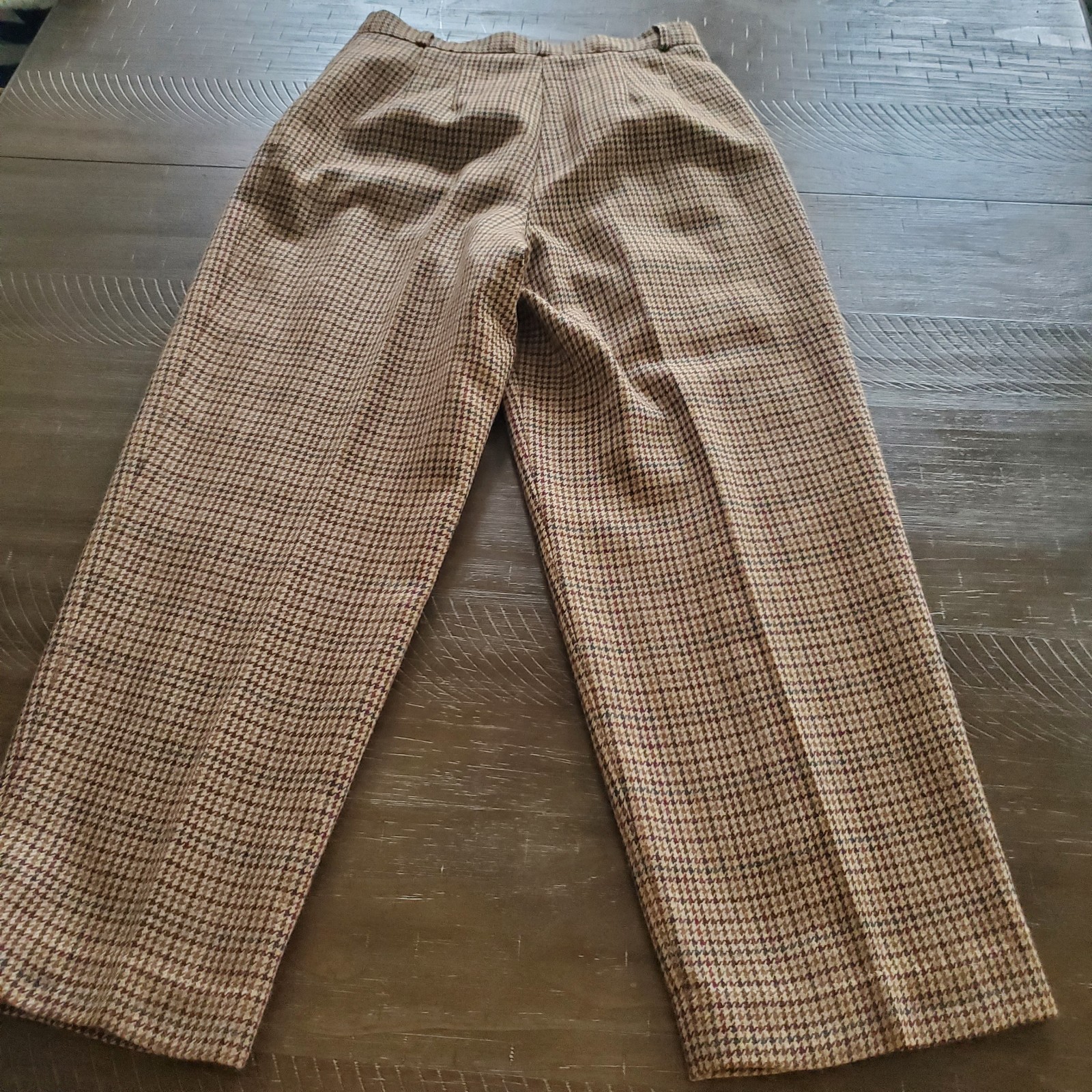 VINTAGE Breeches Brown Houndstooth Equestrian Alpaca Wool Pants Made In USA Size