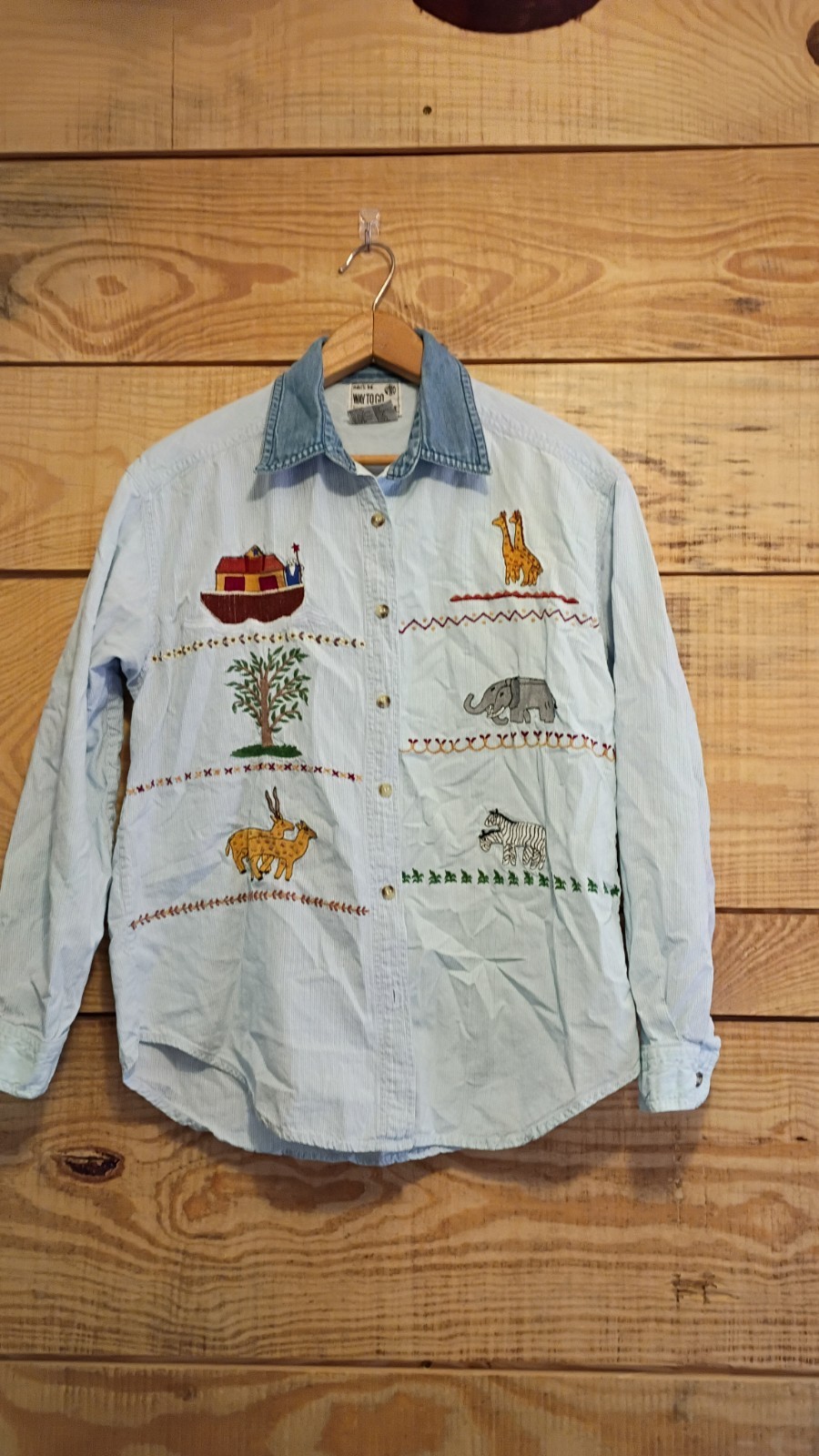 Vintage 90s Women&rsquo;s Noah&rsquo;s Ark Animal Safari Novelty Button Up Size Medium