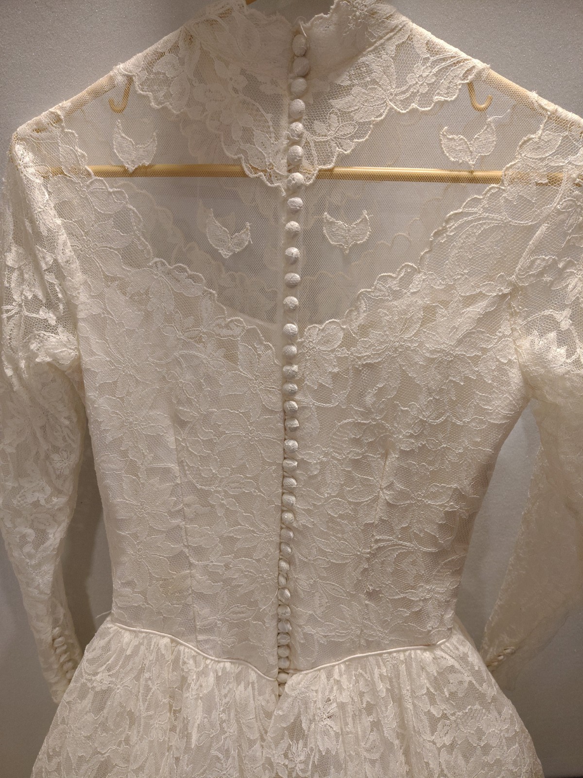 Mid 1950s Woman&rsquo;s Wedding Dress Vintage. With Vintage St Mary&rsquo;s Blanket Box.