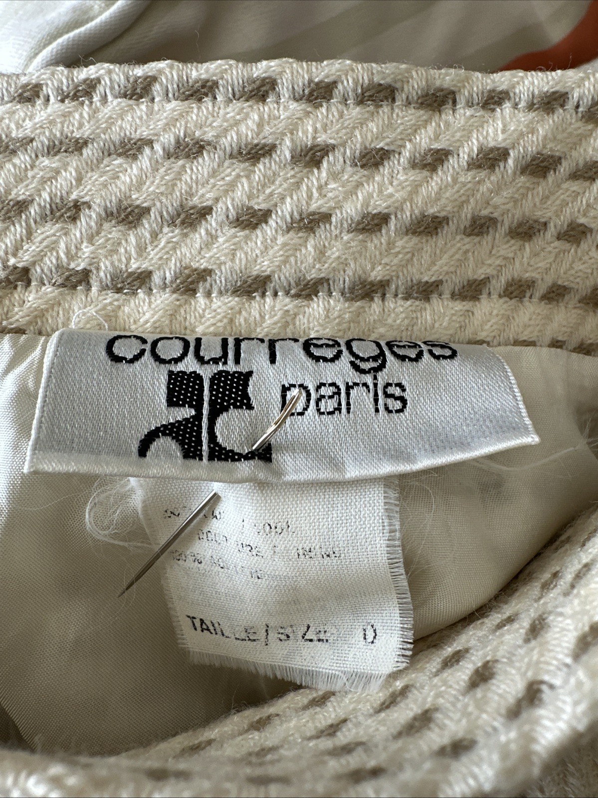 COURREGES VINTAGE 80s PARIS WOOL Jacket & Skirt Suit Size 0 (FR) Sz 6