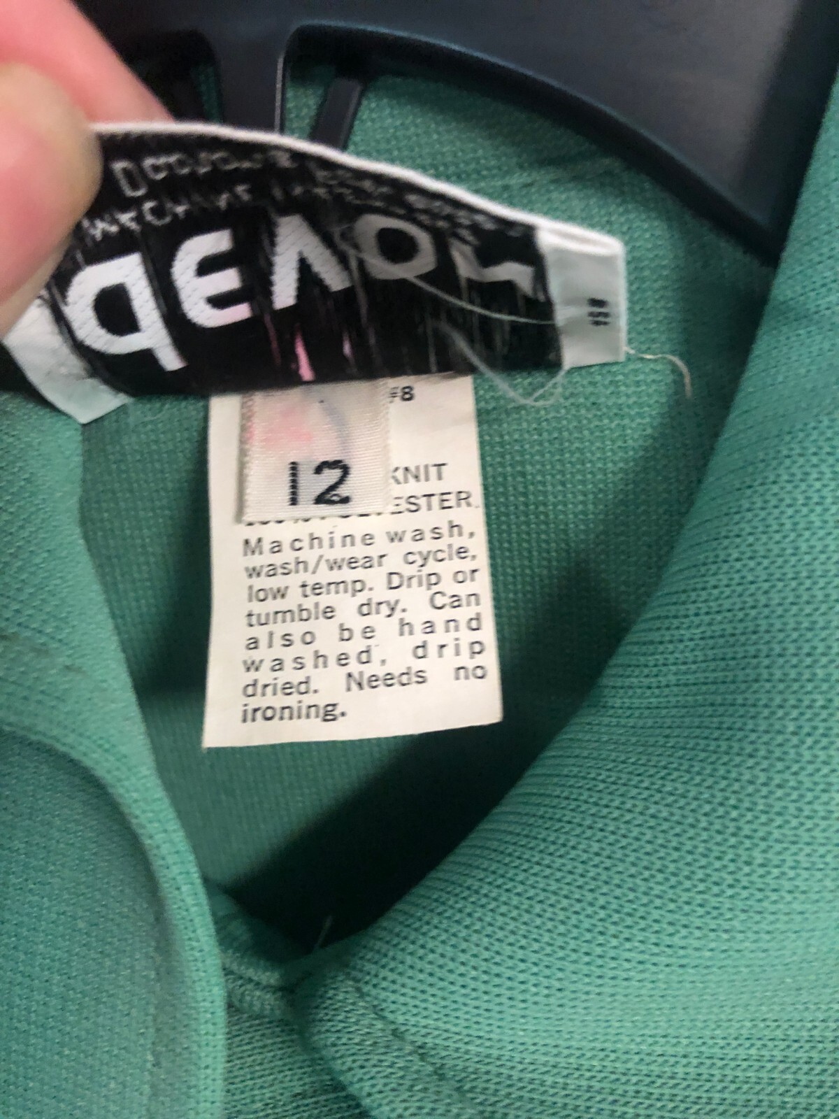 Vtg 70s Devon Double Knit Belted Green Top Sz 38 Sleeveless Dacron Polyester NOS