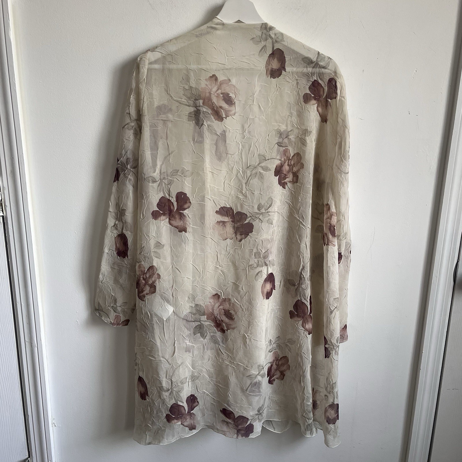 Vtg Jeffrey & Dara Translucent White Floral Open Jacket & Dress Set Size 8 Weddi