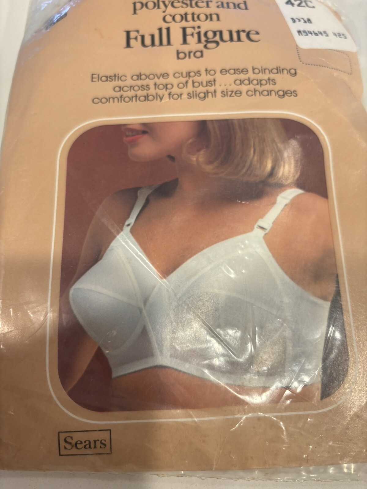Vintage New Sears Full Figure 42C Soft Cup Full Support Bra In Pkg