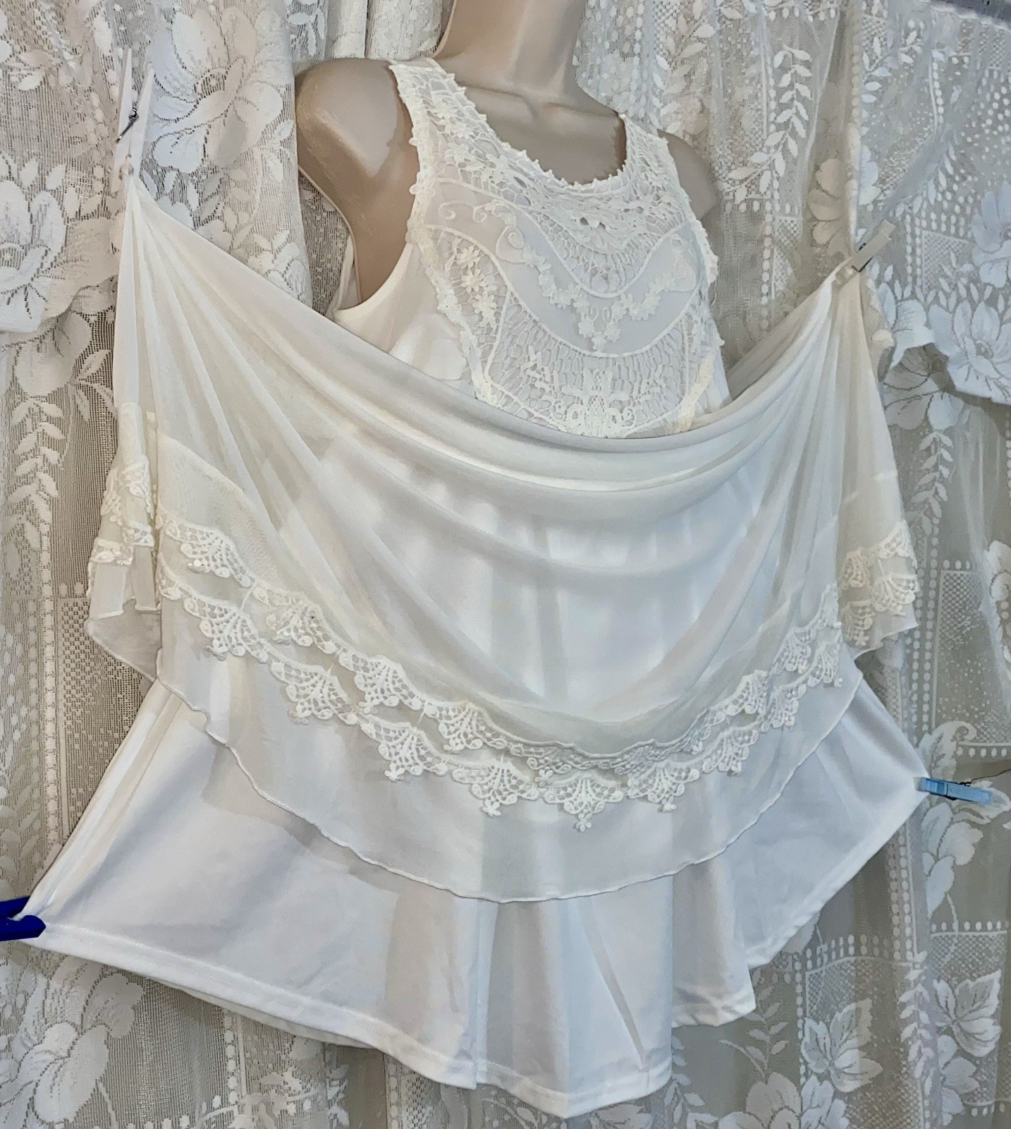 VTG Design NWT L FANCY Bridal BOHO Snow White Nightgown Negligee Nightie