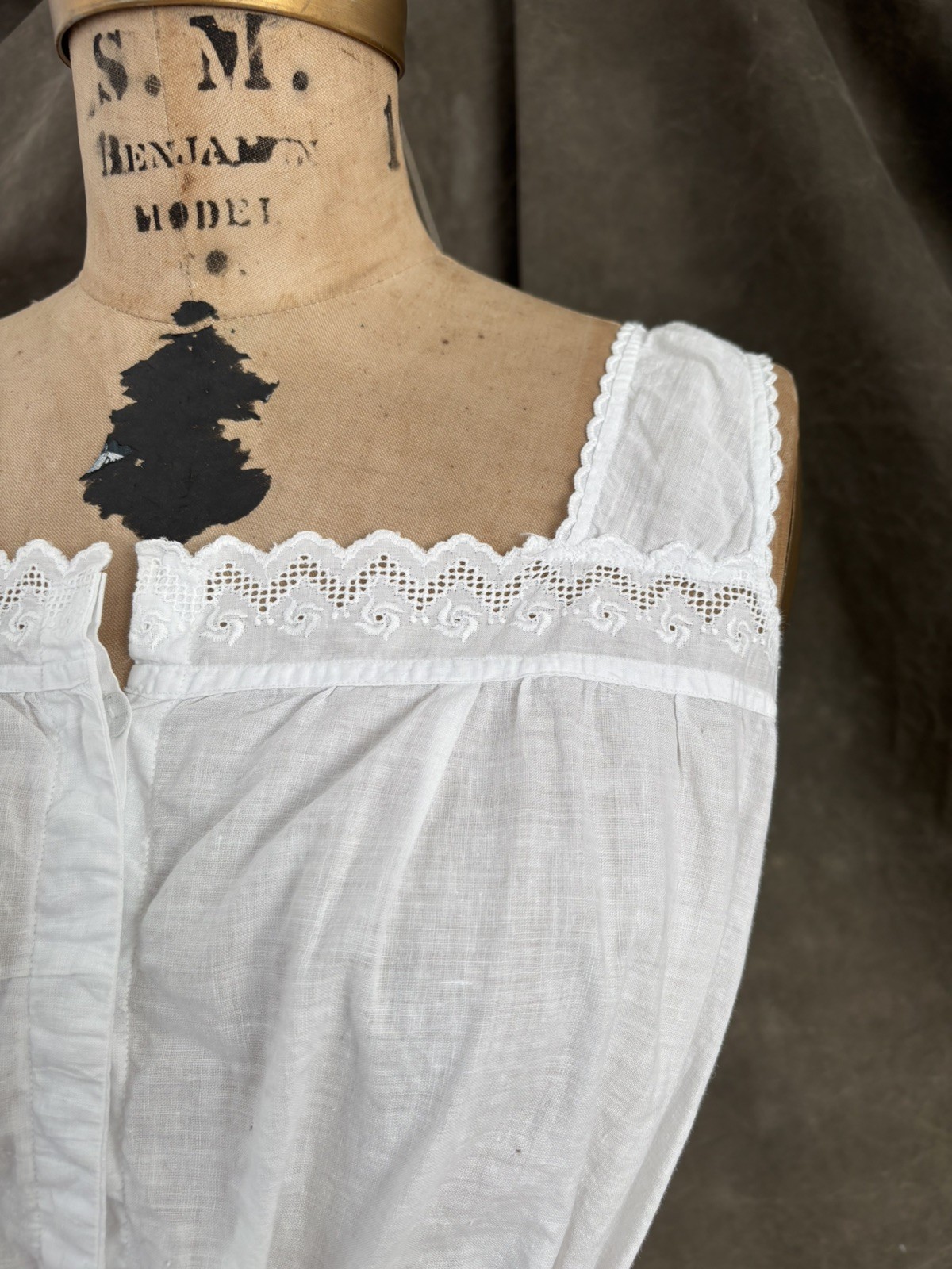 Antique Edwardian Linen Under Bodice Corset Top 1900s 1910s