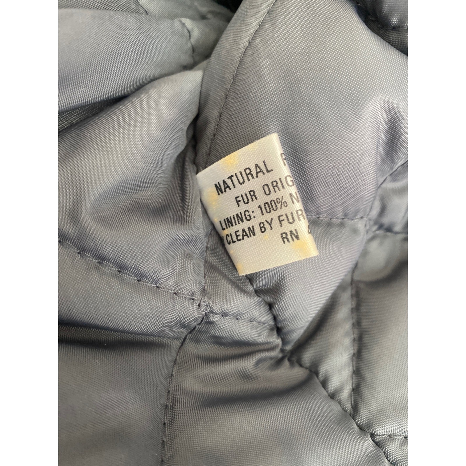 Vintage Gray Rabbit Fur Jacket Cropped Stand Collar Quilted Lining Gray Small