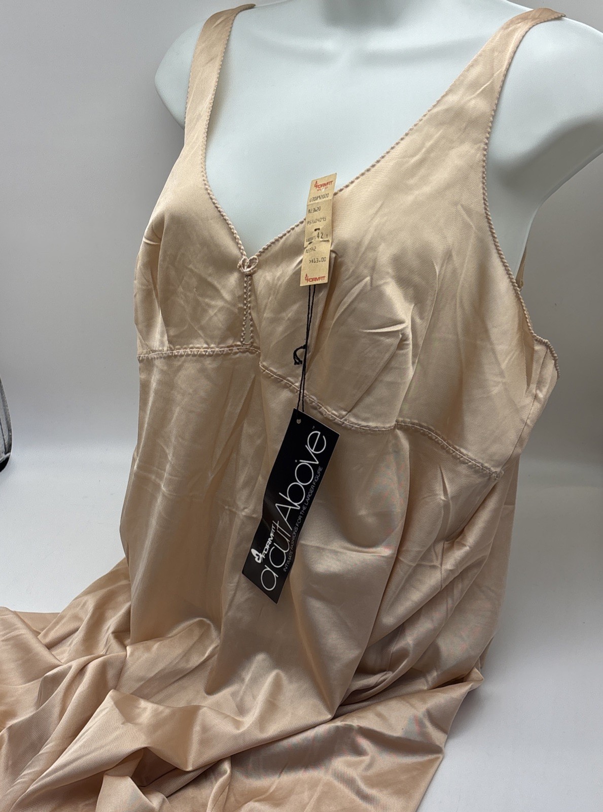 vintage formfit a cut above full length beige nude slip 42 tall