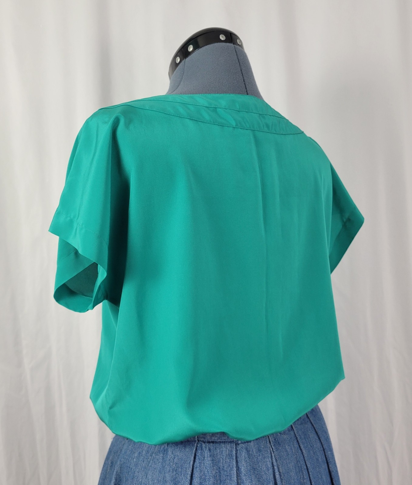 Vintage Rendezvous Teal Green Dropped Shoulder Blouse Size 10