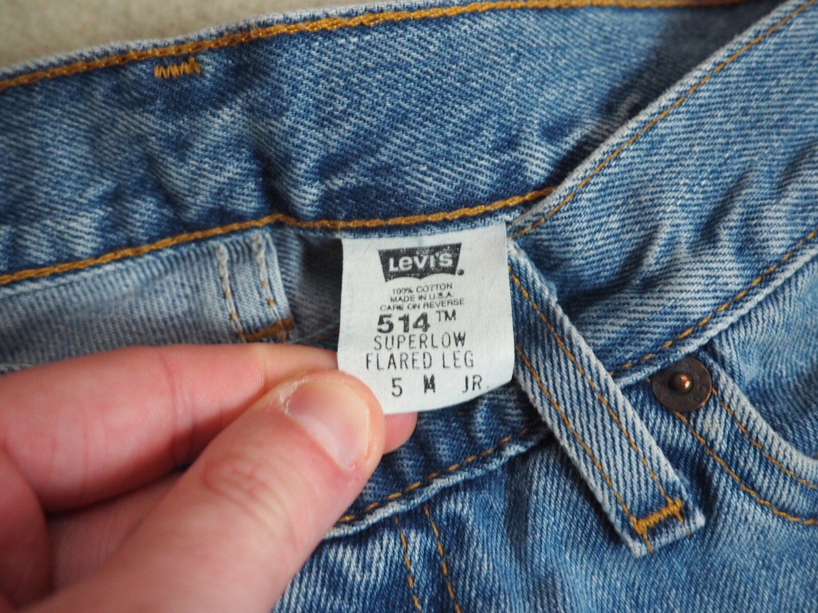 VTG 90s LEVIS 514 Superlow Flared Faded USA Made Blue 29×31 Denim Hippy Jeans
