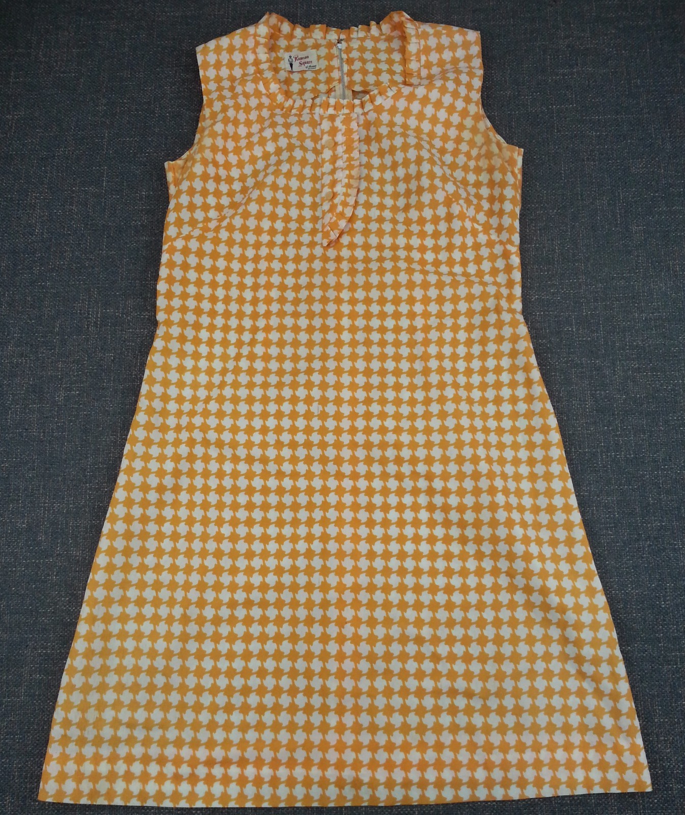 Vtg Rawson Square Sleeveless Dress Retro Orange White 1960’s