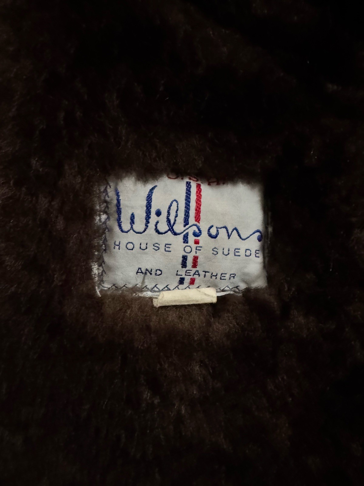 Wilsons Brown Suede Shearling Fur Coat Size 12, Vintage Style, Chest 42in