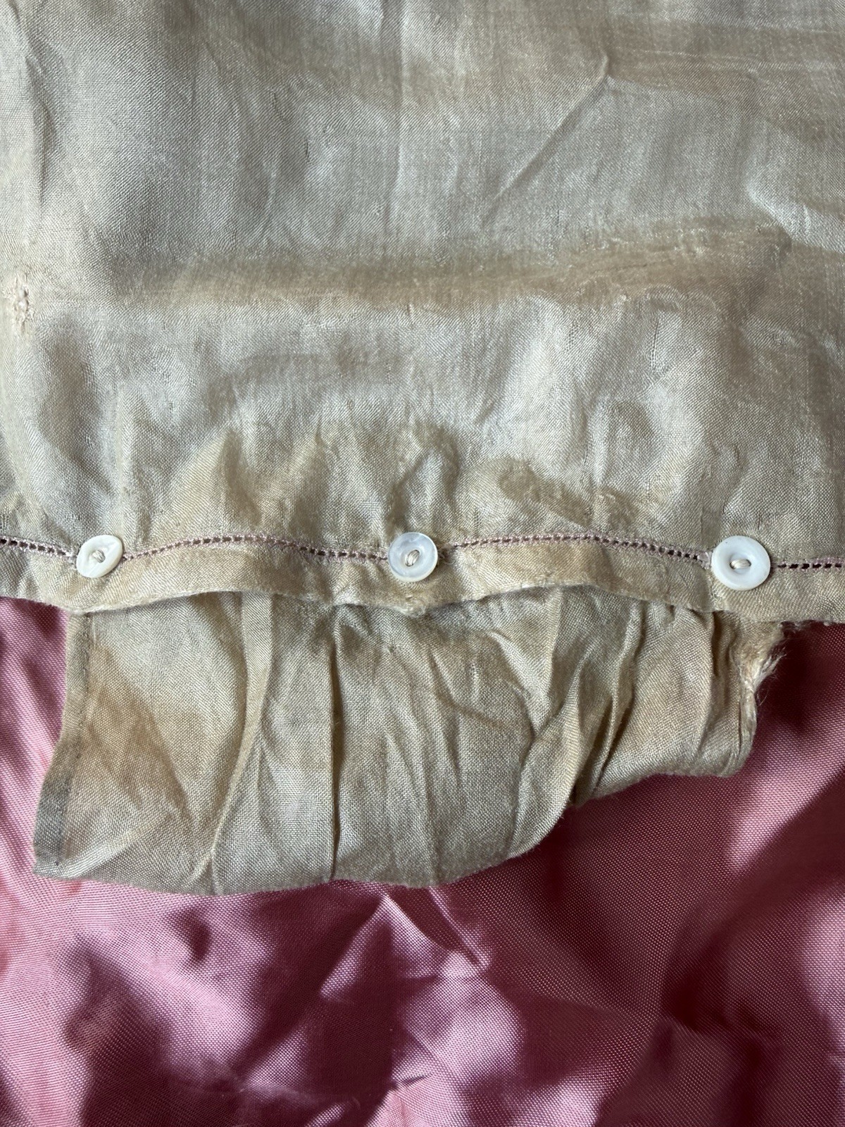 Antique 1920’s Pongee Slip Step-in Butterfly Embroidery Chemise Écru Silk Set