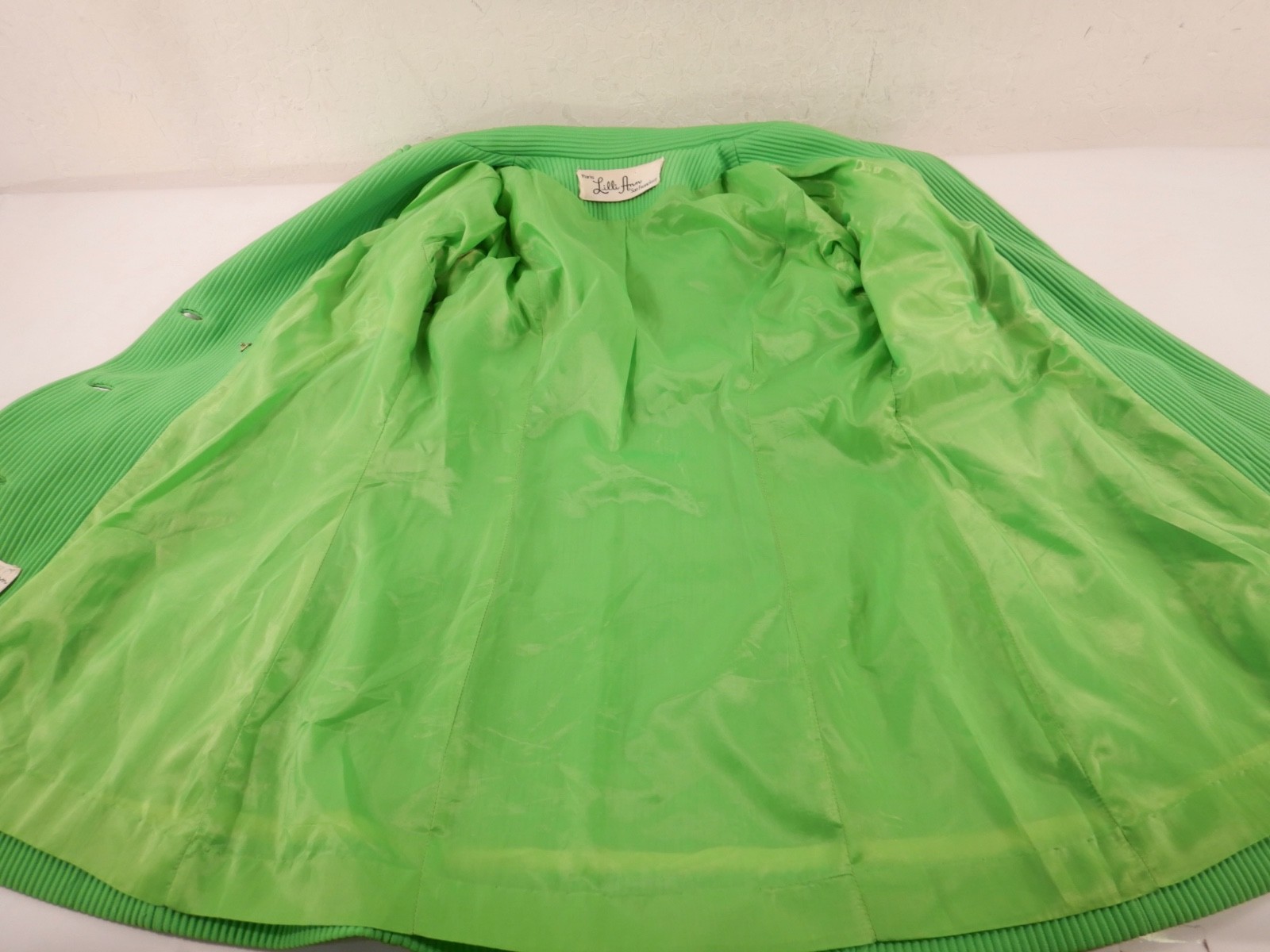 Vintage LILLI ANN Bright Green Two-Piece Pants Suit Jacket