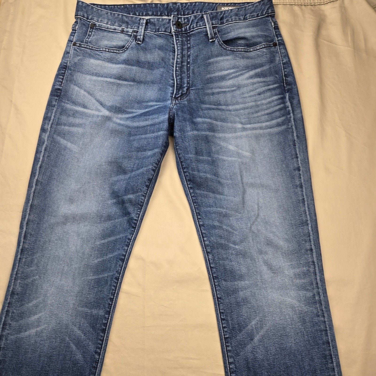 Bonobos Mens Blue Medium Wash Stretch Straight Leg Jeans 35×32 BNX-201 BLW36