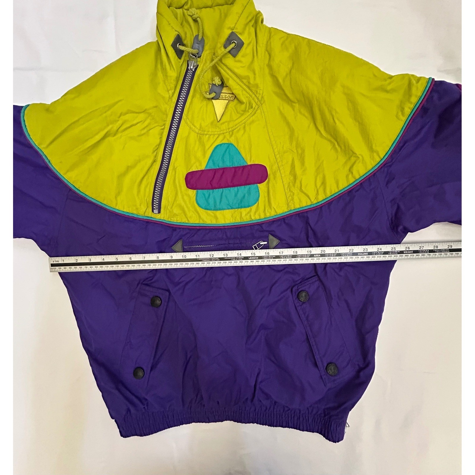 Vintage Davidsson USA Ski Jacket Womens XS Neon Colorblock Pullover 80s 90s