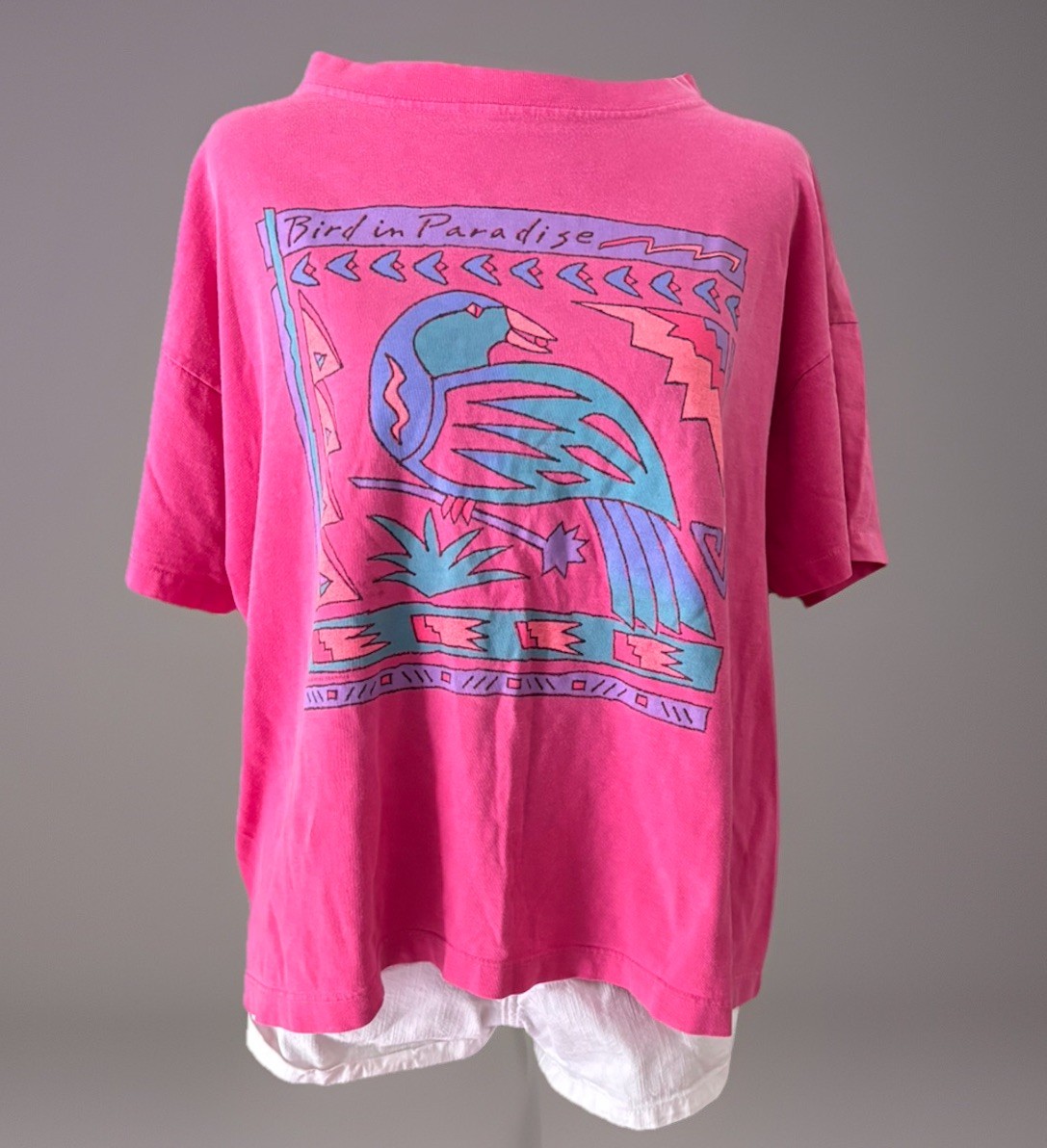 90s Vtg PINK Oversized BOXY Harbor side Graphic Tee.one Size/unisex