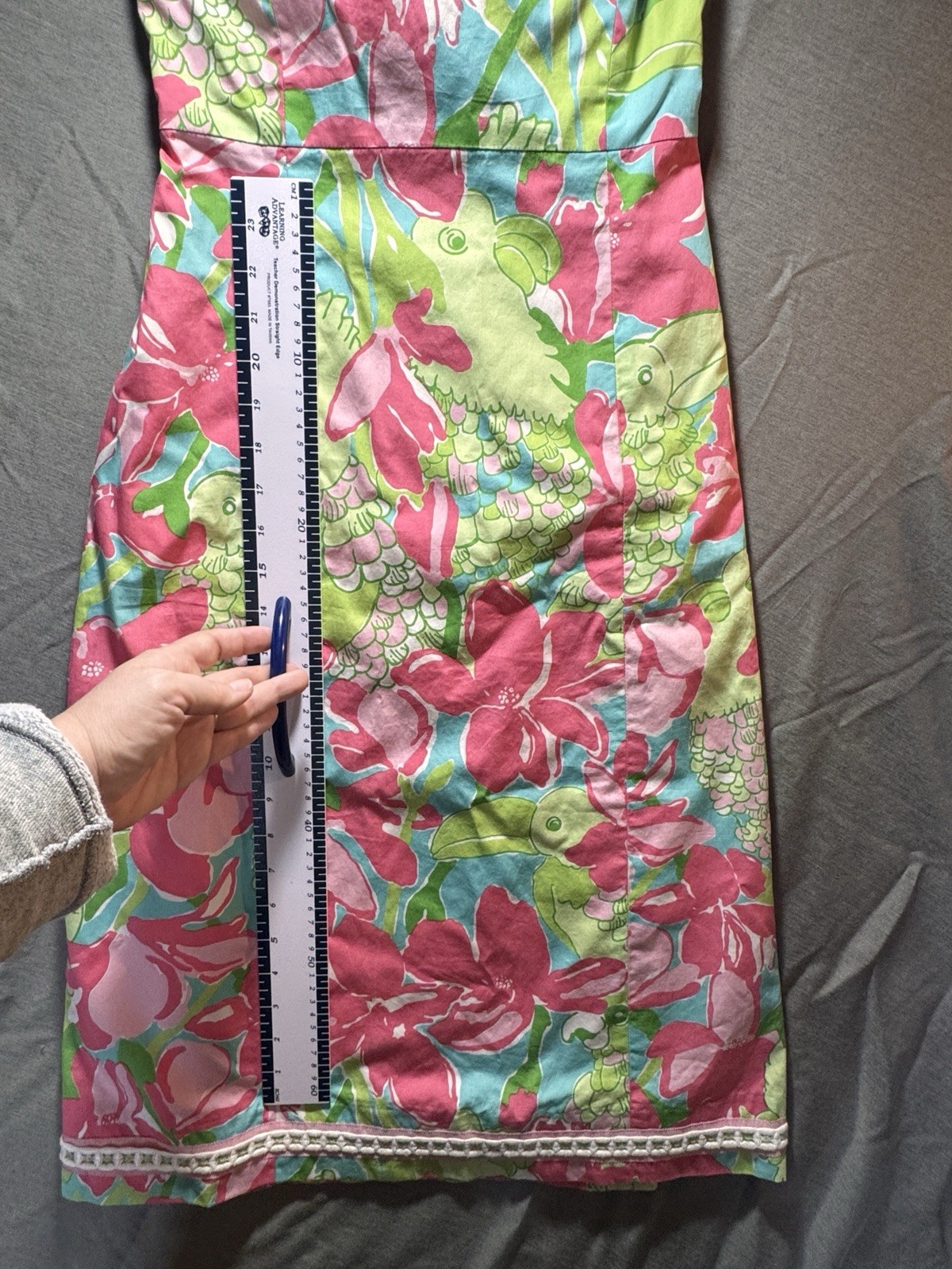 Vintage Lilly Pulitzer Amberly Strapless Dress Pink Green Floral Bow Size 2