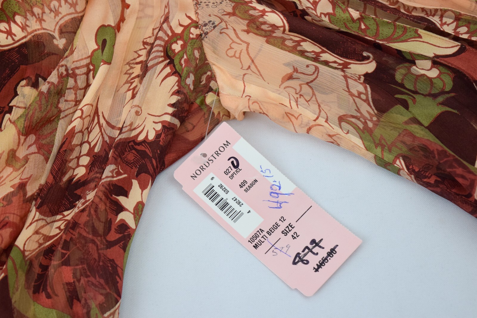 NWT Vintage CHRISTIAN LACROIX Silk Blouse 42 Beige Multicolor Batik Pattern