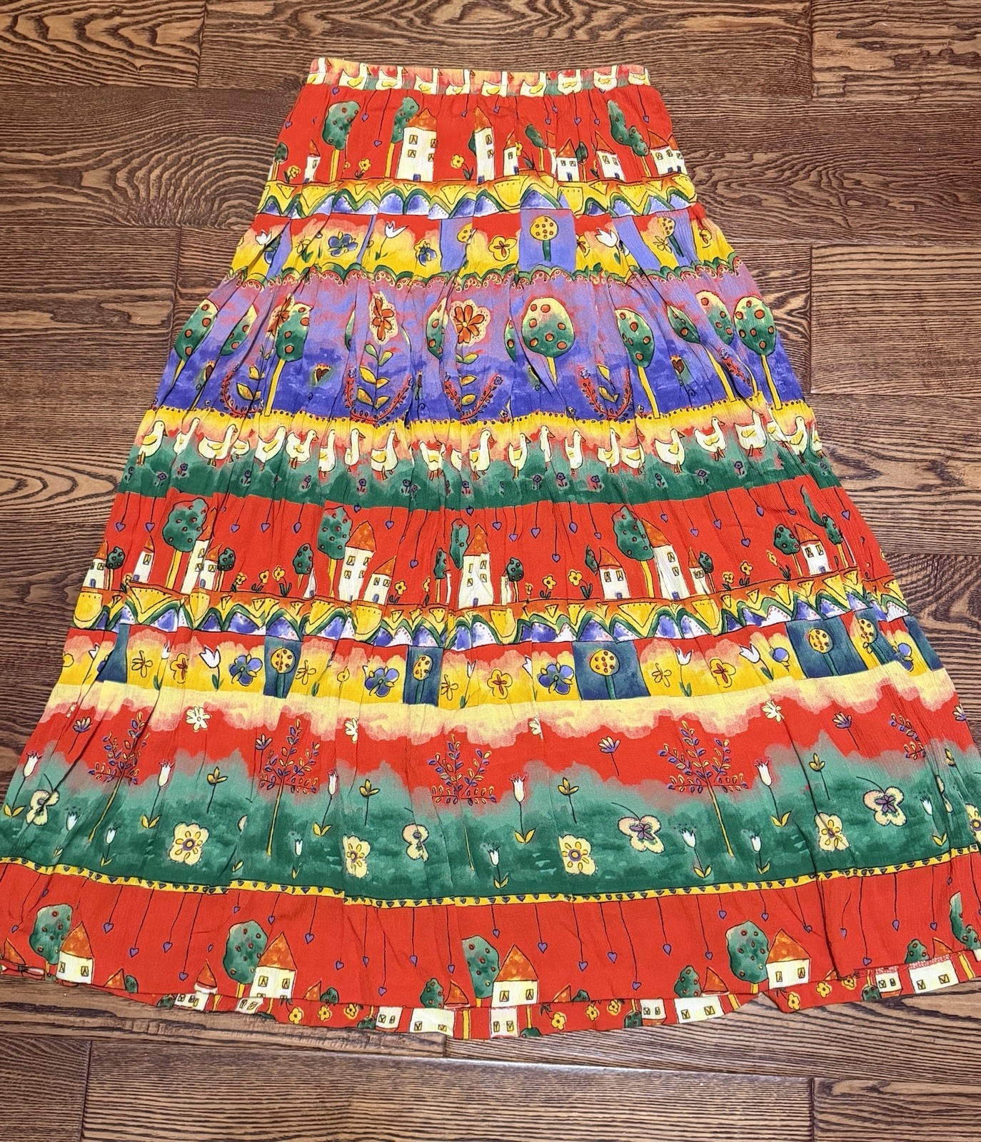 Vintage Howard Wolf Maxi Skirt Boho Teacher Cottagecore Flowy Artsy (26×34.5)