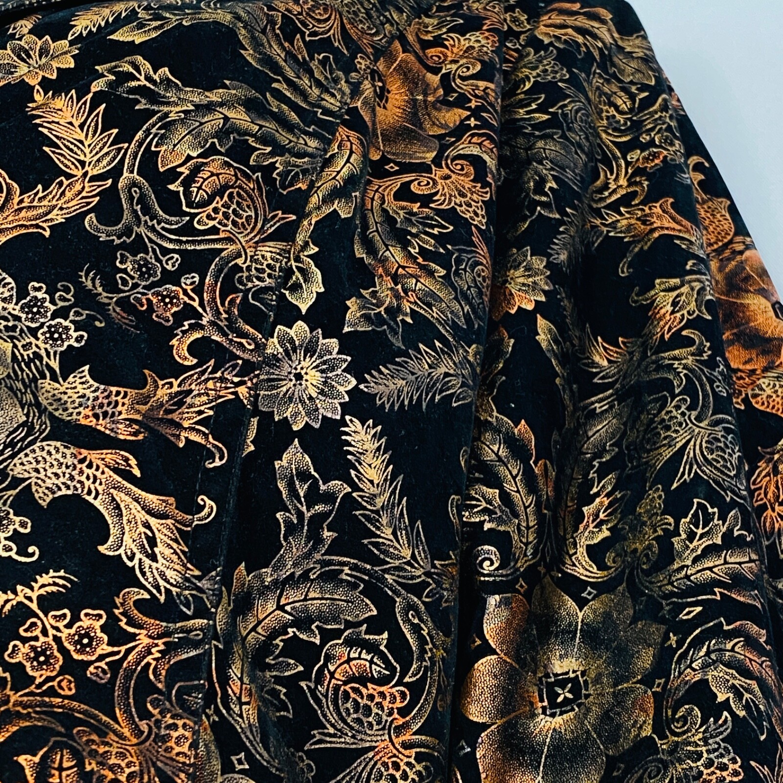 Metallic floral jacket copper bronze black velour patterned steampunk blazer