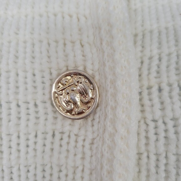 Full Fashioned Vintage Ivory Knit Cardigan Button Up 100% Virgin Acrylic Fibers