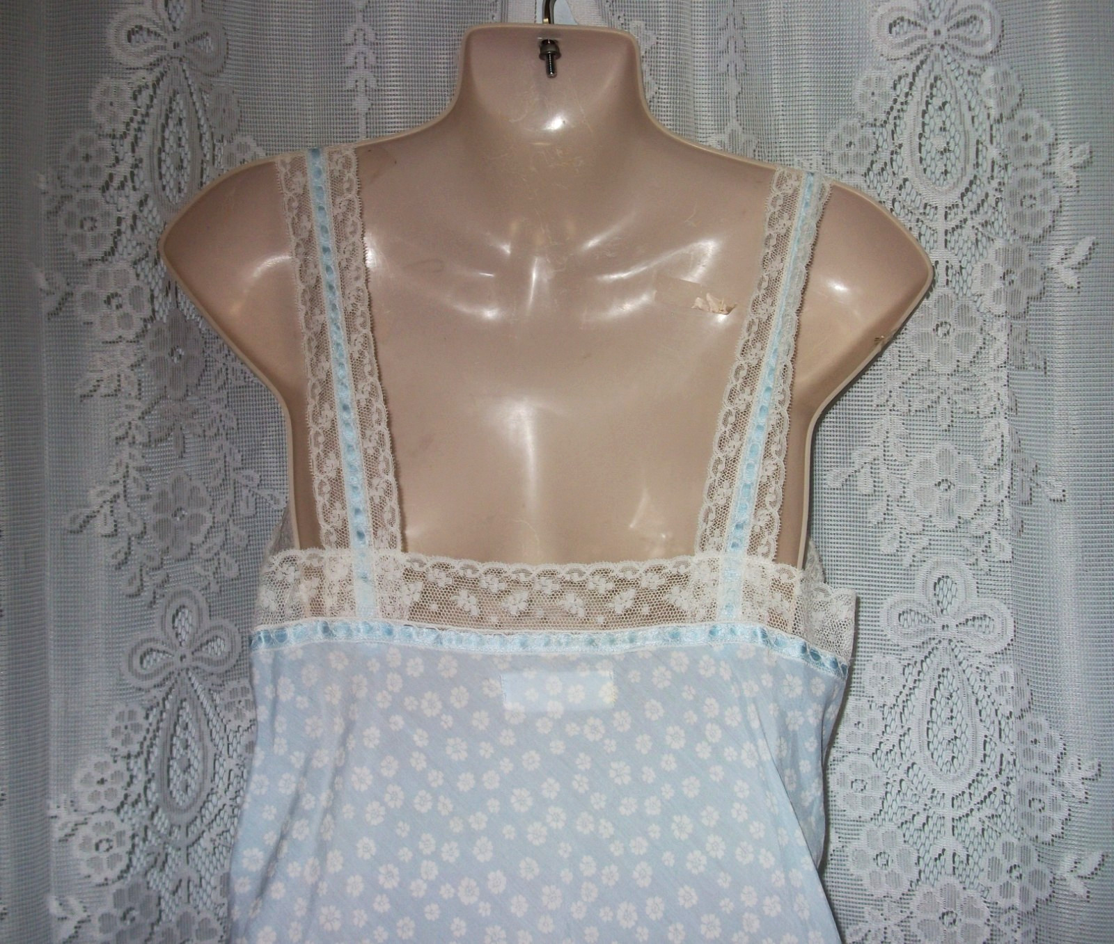 Sm. »Barbizon » Lt.weight soft cotton,blue/white,vintage babydoll nightgown,nighti