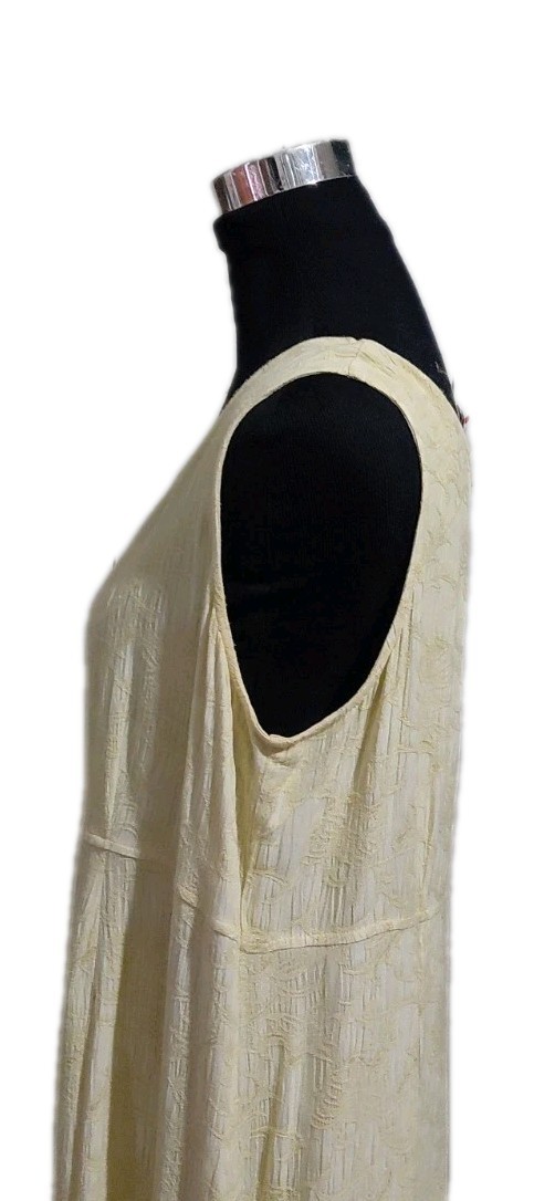 Vintage Karin Stevens Yellow Textured Sleeveless Maxi Dress 100% Rayon SZ 14P