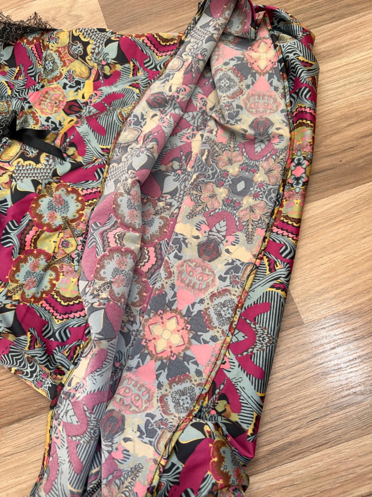 Vintage Y2K Christian Lacroix Lingerie Slip Dress Lace Trim Psychedelic Baroque