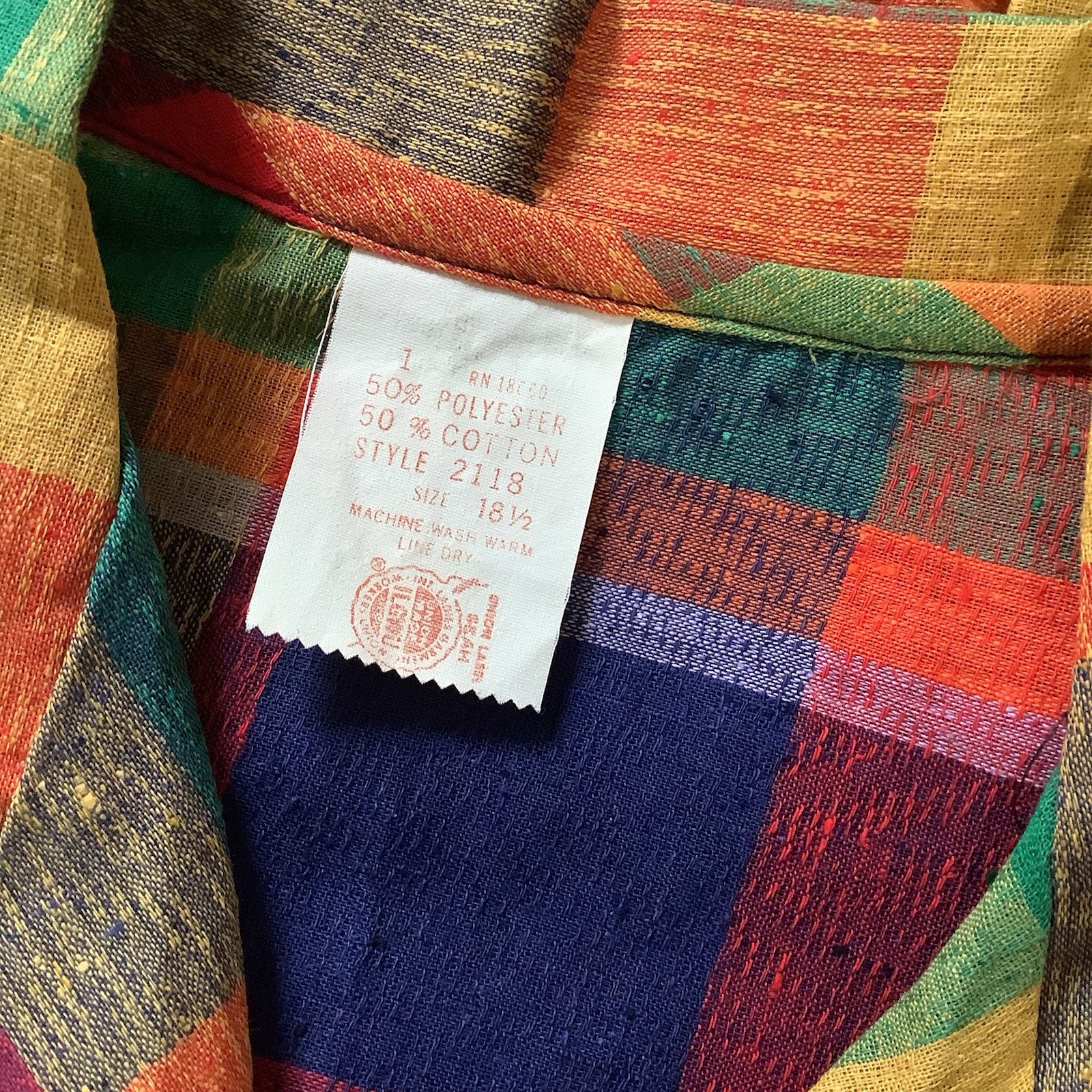 VTG 1960’s Colorful Plaid Cotton/Poly Dress Deadstock Mint With Tag XL B44”/W38”