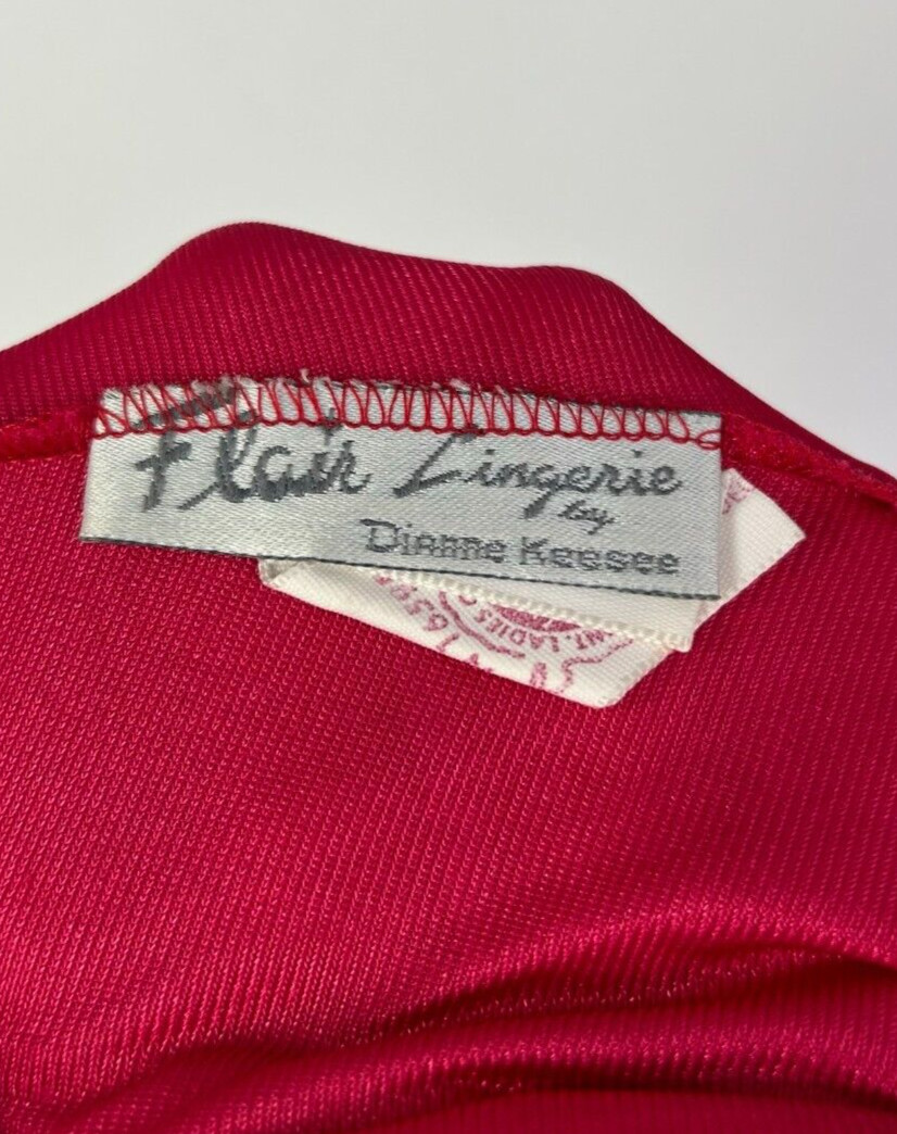 flair lingere by dianne keesee vtg slip night gown dark pink medium lace