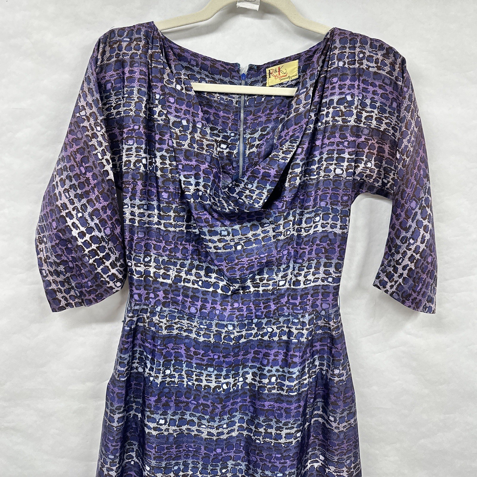 Vintage 60s Shirtwaist Dress Small Purple Abstract Stripped R&K Originals