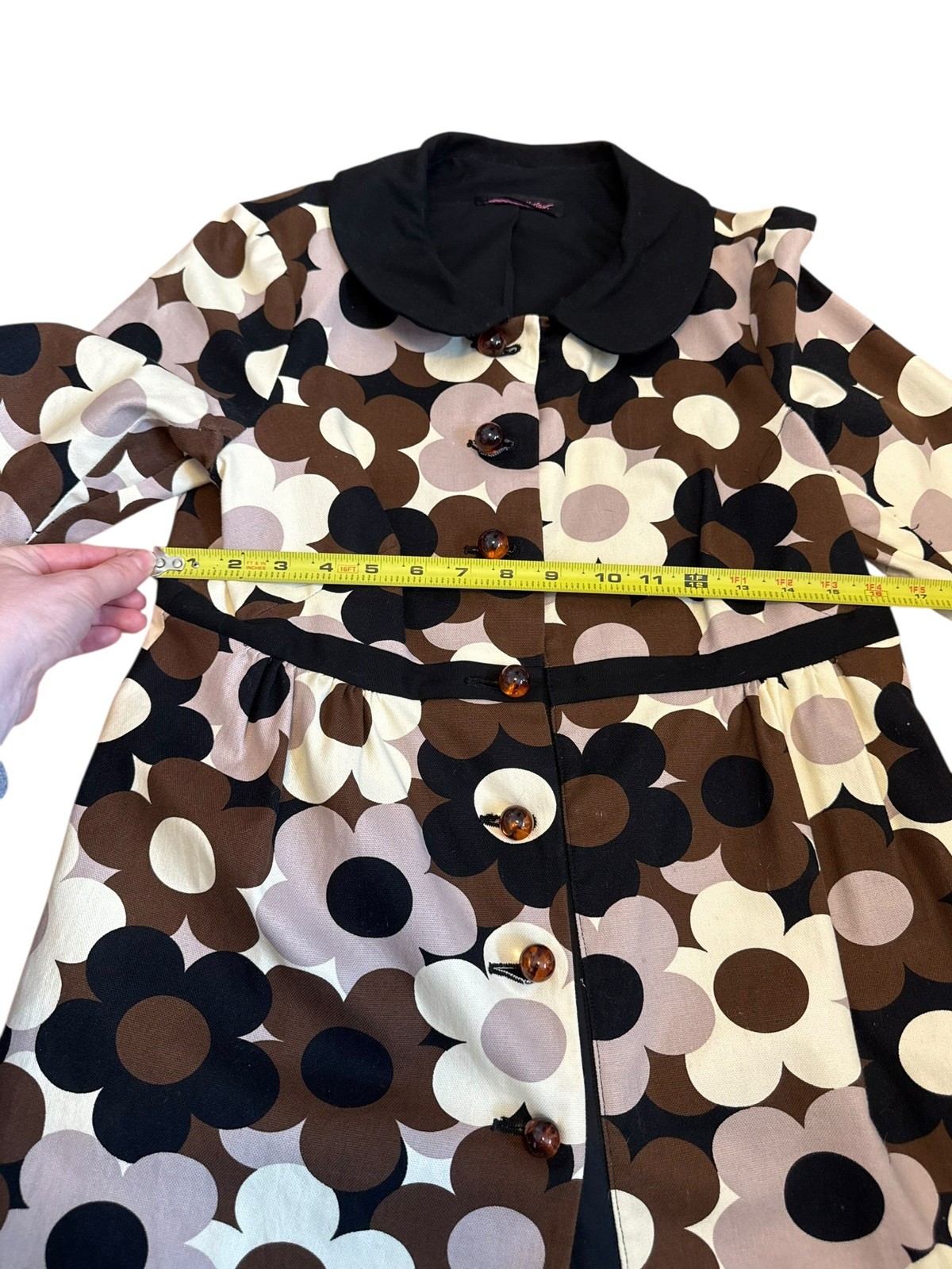 Vintage 60s Style Retro Floral Button-Up Coat Dress Women&rsquo;s