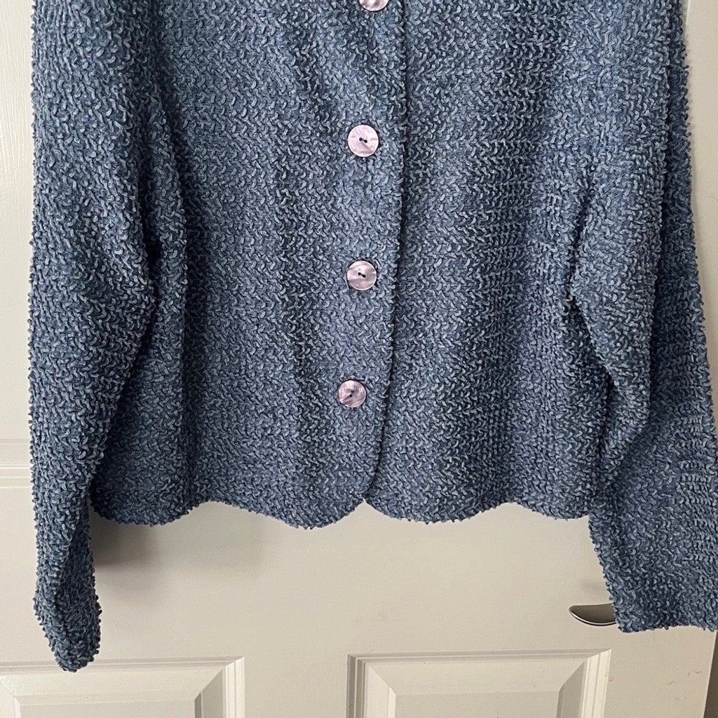 Vintage Blue Chenille Textured Lightweight Blazer sz Large