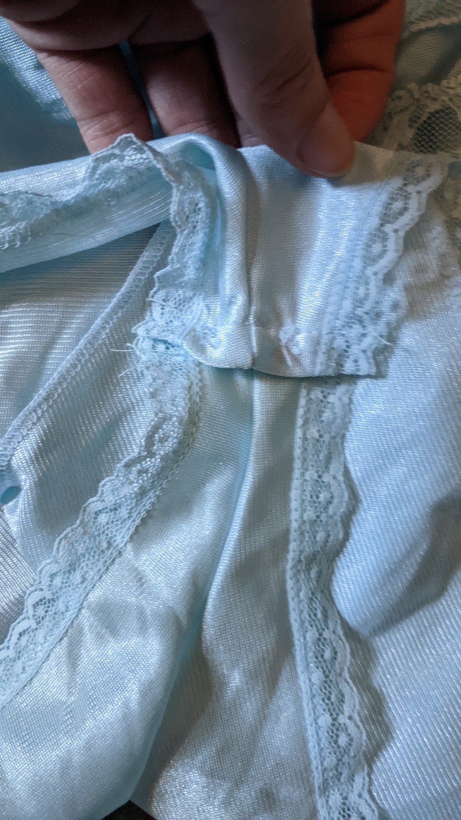 Texsheen Lingerie Teddy Light Blue Nightgown Small Vintage Nylon USA