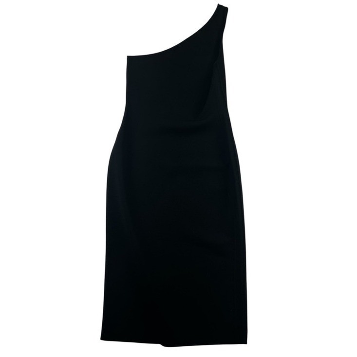Diane Von Furstenberg DVF One Shoulder Black Bodycon Midi Dress Old Money M