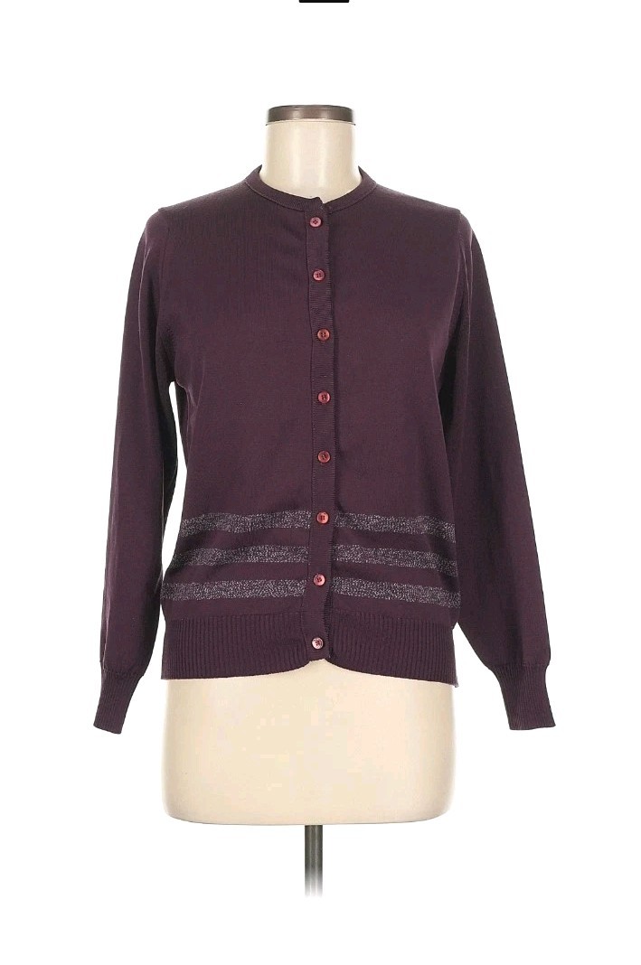 Vintage Givenchy Sport Women Button Down Classic Plum Qiana Cardigan Old Money