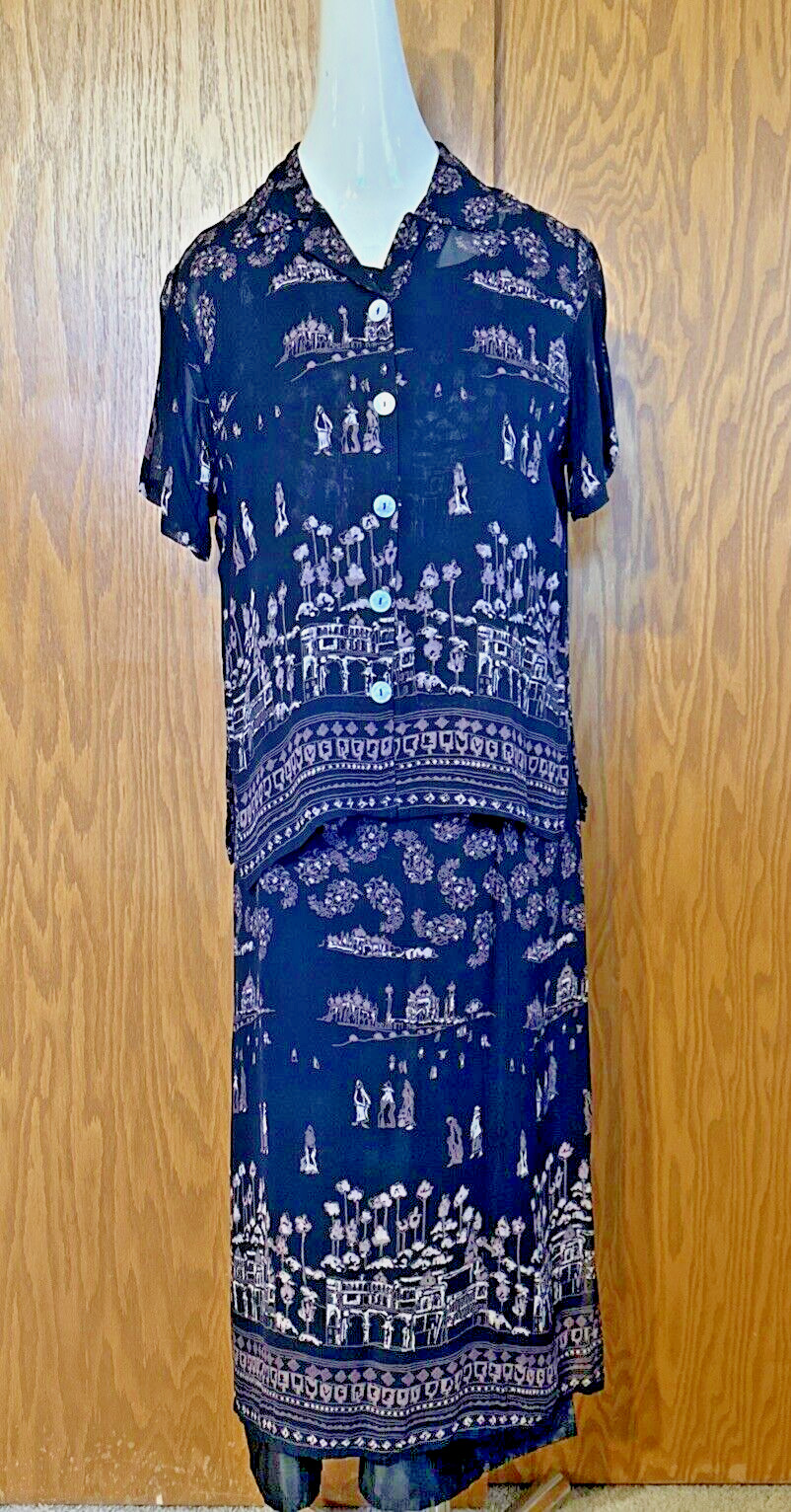 Vintage MELROSE STUDIO Long Jacket Dress Petite Size XL Made in USA