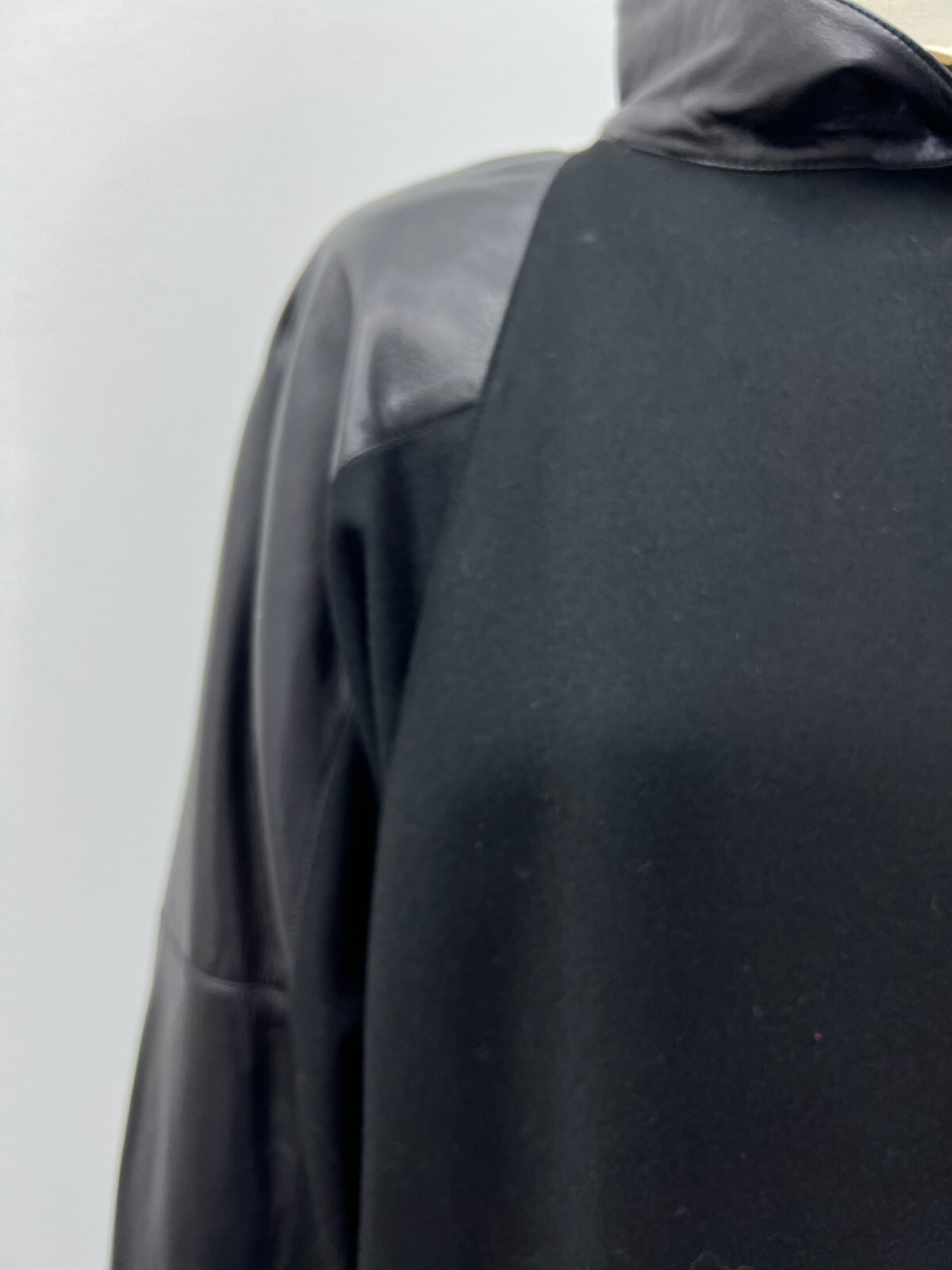 VTG 1980&rsquo;s Gianfranco Ferre black leather & wool dress, avant-garde, new wave