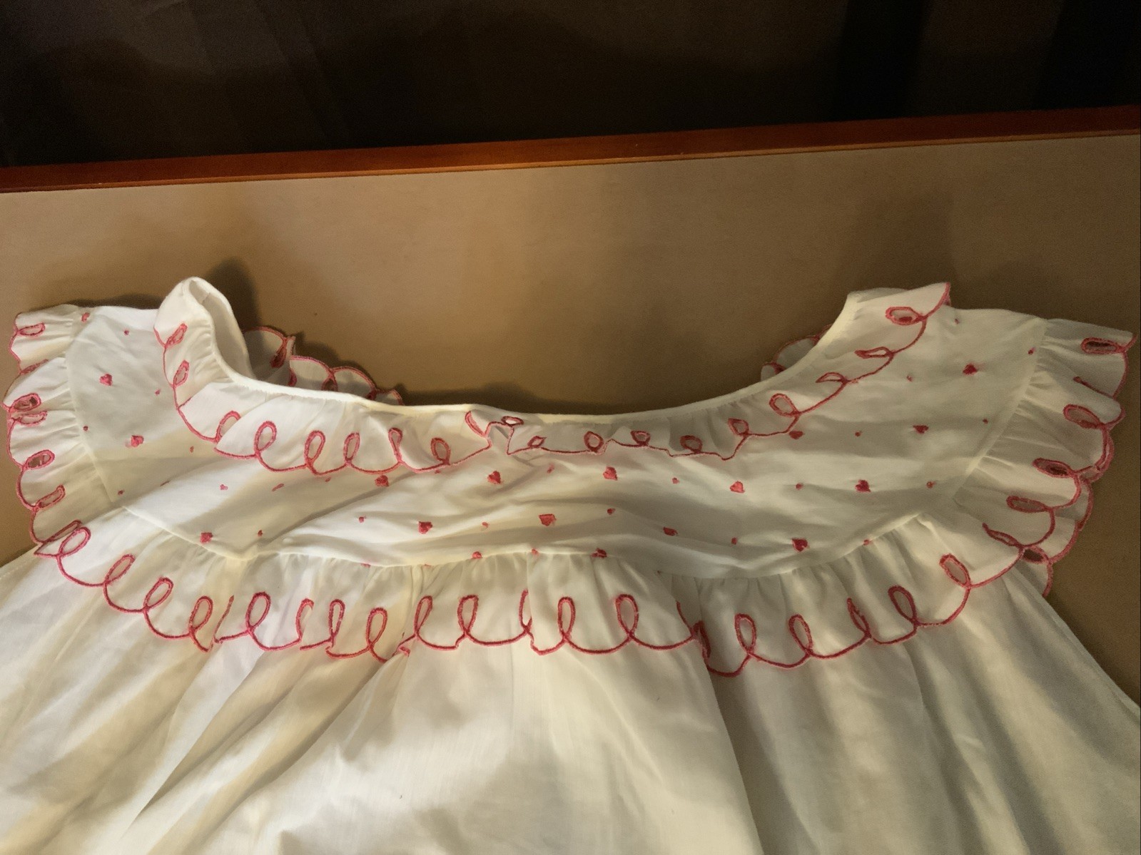 VTG Barbizon Nightie Bloomers M Ruffle Cottagecore Red Heart Blendaire Batiste
