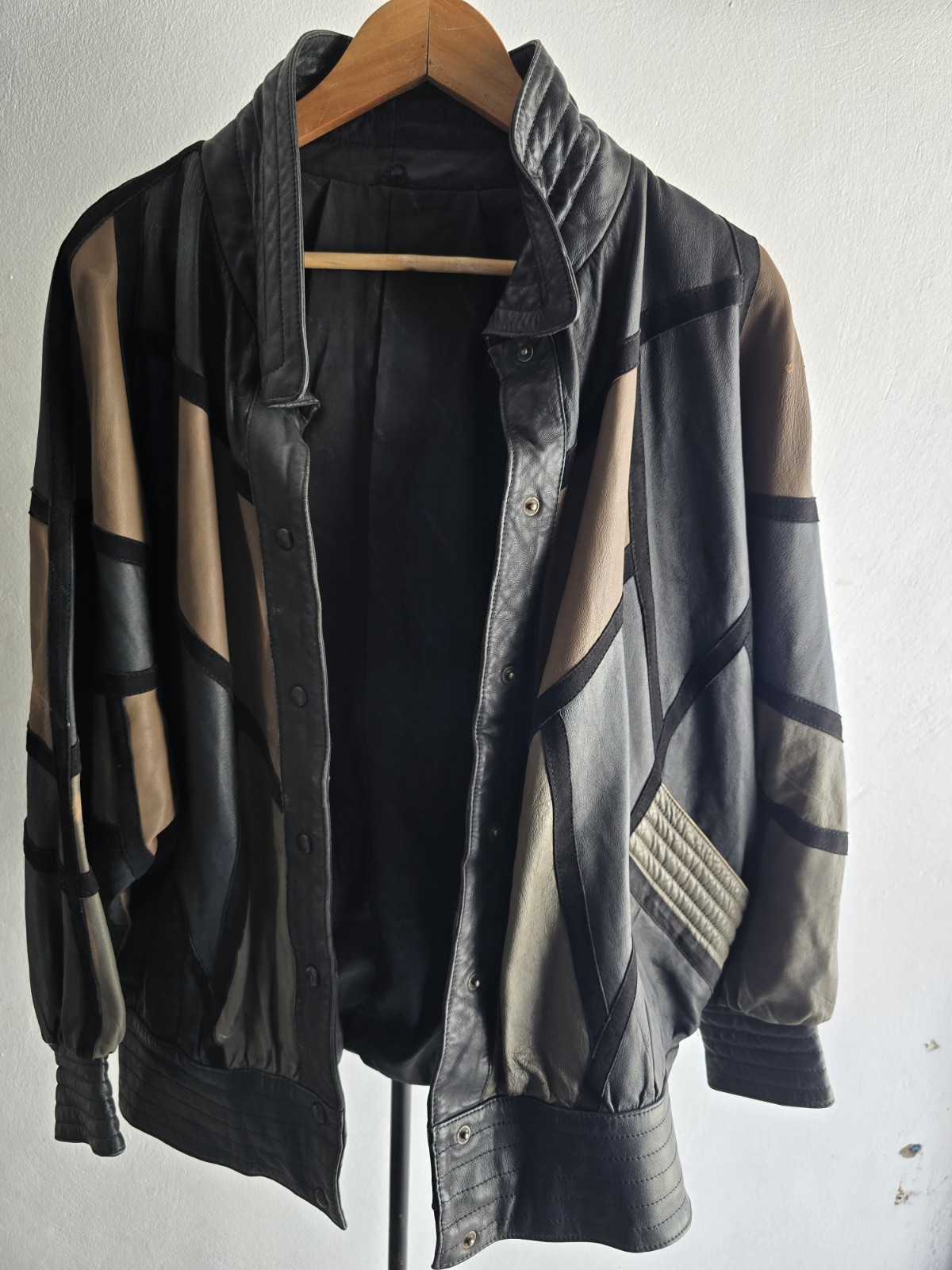 Rare Vintage Yves Saint Laurent Patchwork Leather Batwing Jacket 80s YSL Paris